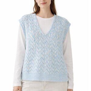 Vintage Knit Sweater V Neck Vest Scandi Copenhagen Coastal Grandma Cottagecore